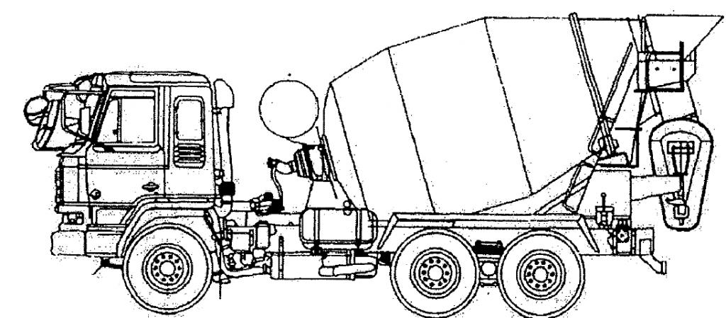 sketch of concrete mixer truck
